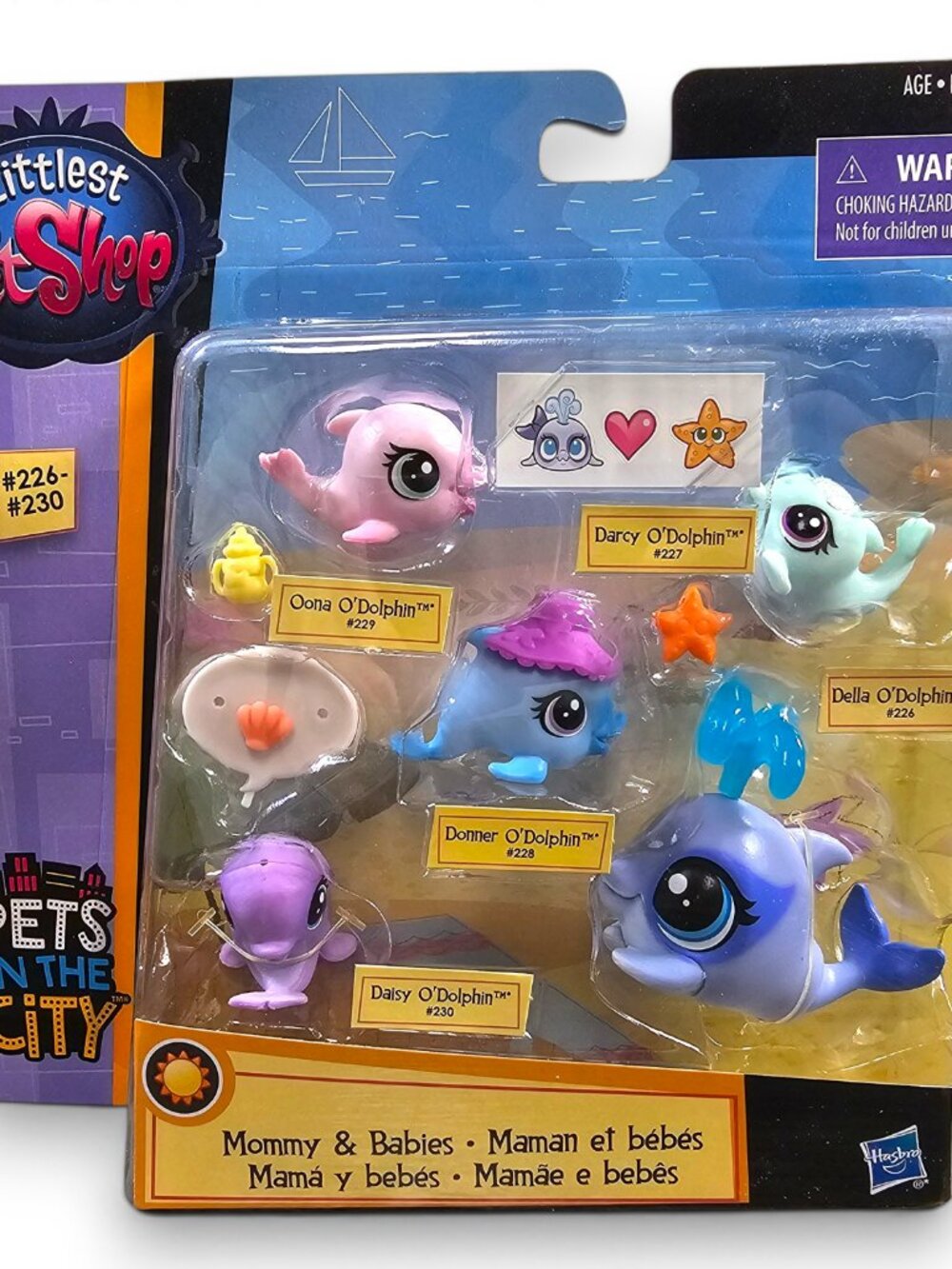 Hasbro Littlest Pet Shop Mommy & Babies Dolphin Family #226-#230 NEW LPS 2015